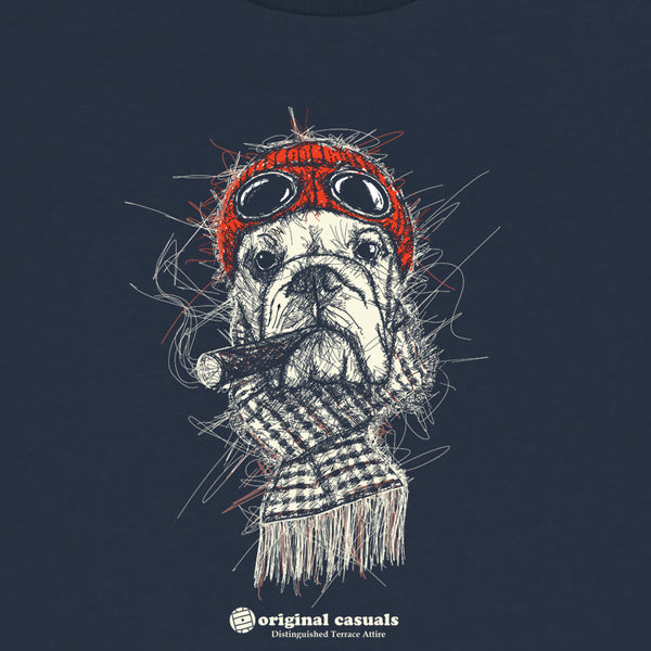 Bulldog Scribble- Navy T-shirt